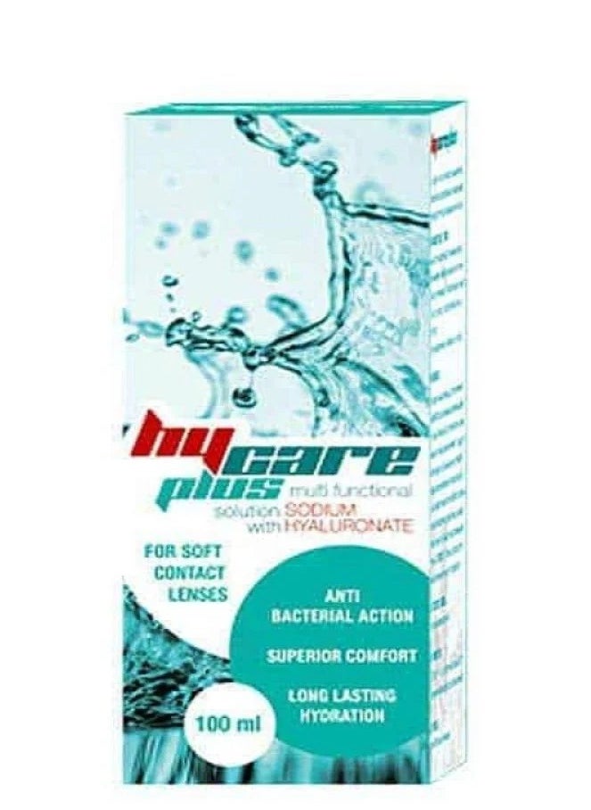 hy care plus - Hy Care Plus Sodium Hyaluronate Multi-Purpose Solution for Contact Lenses 100ml. Cleaning, Sterilizing, and Moisturizing. - Image 1
