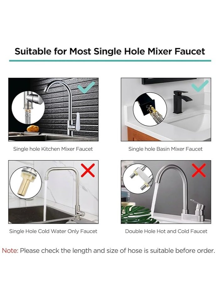Midwest 60cm Stainless Steel 2pcs Rust, Corrosion, & Lead-free Braided Flexible Faucet Hose Pipe Connector Diy Replacement Flexi Pipes Tails For Boilers Sinks & Basins (60cm Female 3/8xMale 1/4)  - Image 5