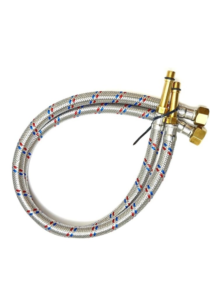 Midwest 60cm Stainless Steel 2pcs Rust, Corrosion, & Lead-free Braided Flexible Faucet Hose Pipe Connector Diy Replacement Flexi Pipes Tails For Boilers Sinks & Basins (60cm Female 3/8xMale 1/4)  - Image 1