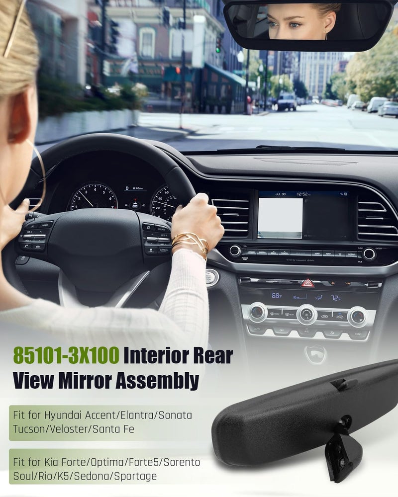 YUANTUO Inside Rear View Mirror Fit for Hyundai and Kia, Fit for Accent Elantra Tucson Santa Fe Sonata Forte Optima K5 Rio Sportage Soul EV Stinger Sedona Replacement part 85101-3X100 - Image 2