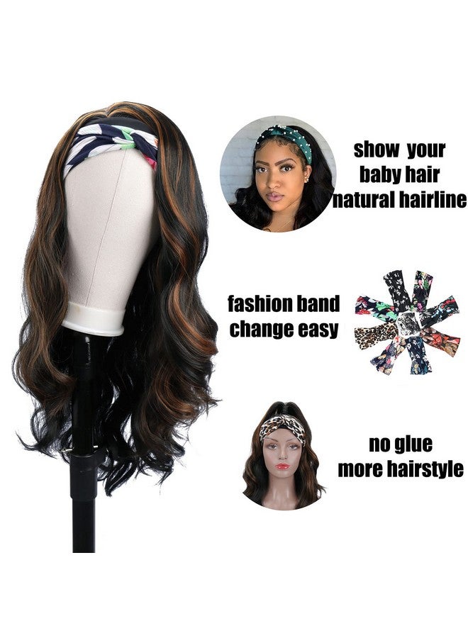 كولورفول كوين شعر مستعار بعصابة رأس بدون لاصق، شعر مستعار اصطناعي مموج للنساء ذوات البشرة السمراء، شعر مستعار طويل مموج ذو مظهر طبيعي، مقاوم للحرارة، كثافة 180% (26 بوصة 1B/H30) - Image 2
