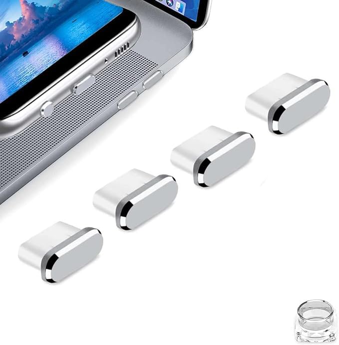 Enclave C-Type Charging Dust Port Protective Cap for Android Mobile Devices and Laptops, Dustproof Plug, Compatible with Mobiles and Laptops. (Silver) - Image 1