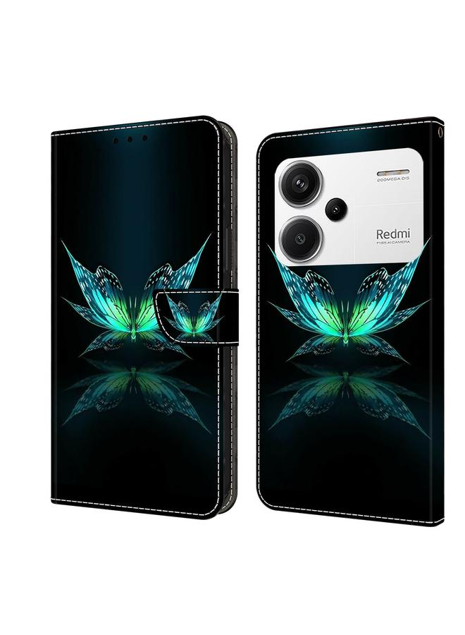 Zaboon For Xiaomi Redmi Note 13 Pro+ Crystal 3D Shockproof Protective Leather Phone Case(Reflection Dutterfly) 