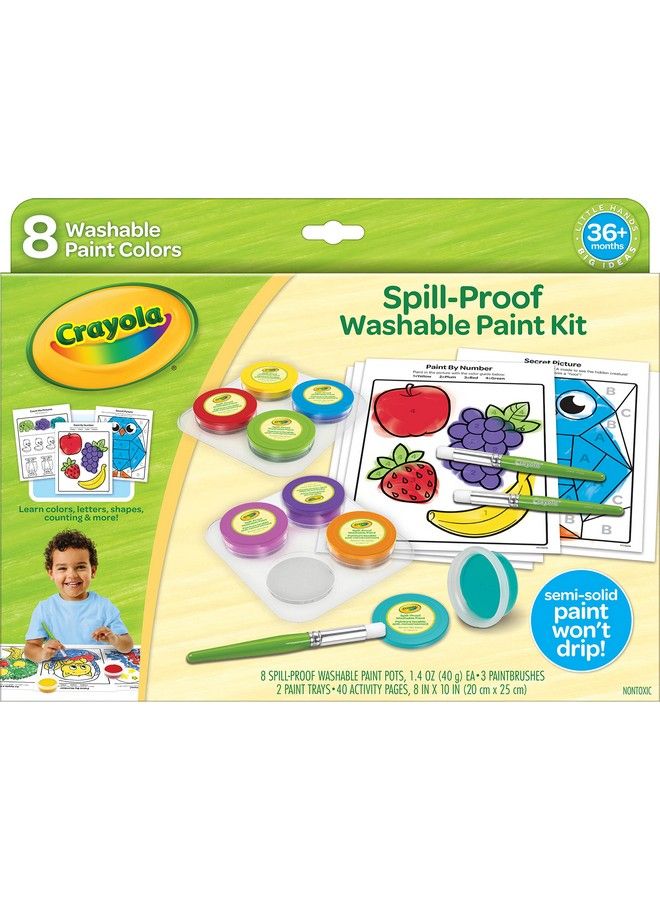 Crayola Spill Proof Paint Set (8Ct) Washable Toddler Paint Kit With Activity Pages Kids Paint Brushes Paint Pots Ages 3+ - Image 2