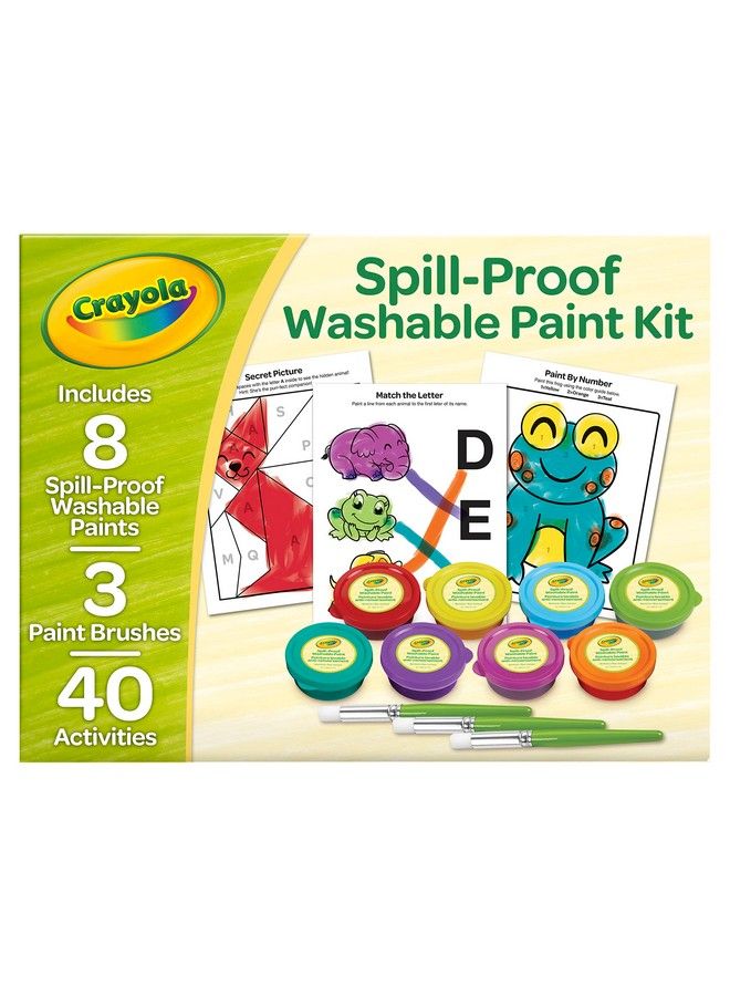 Crayola Spill Proof Paint Set (8Ct) Washable Toddler Paint Kit With Activity Pages Kids Paint Brushes Paint Pots Ages 3+ - Image 4