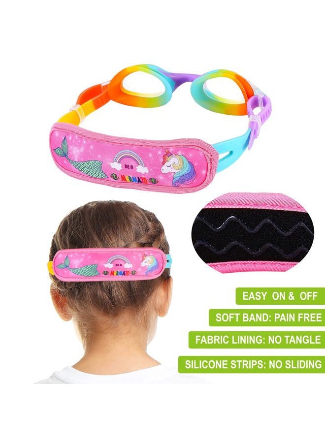 RUIGAO Swim Goggles For Kids 6-14, Kids Goggles for Swimming, Rainbow Swim Goggles with Strap Cover for Girls （ Mermaid & Unicorn ） - Image 4