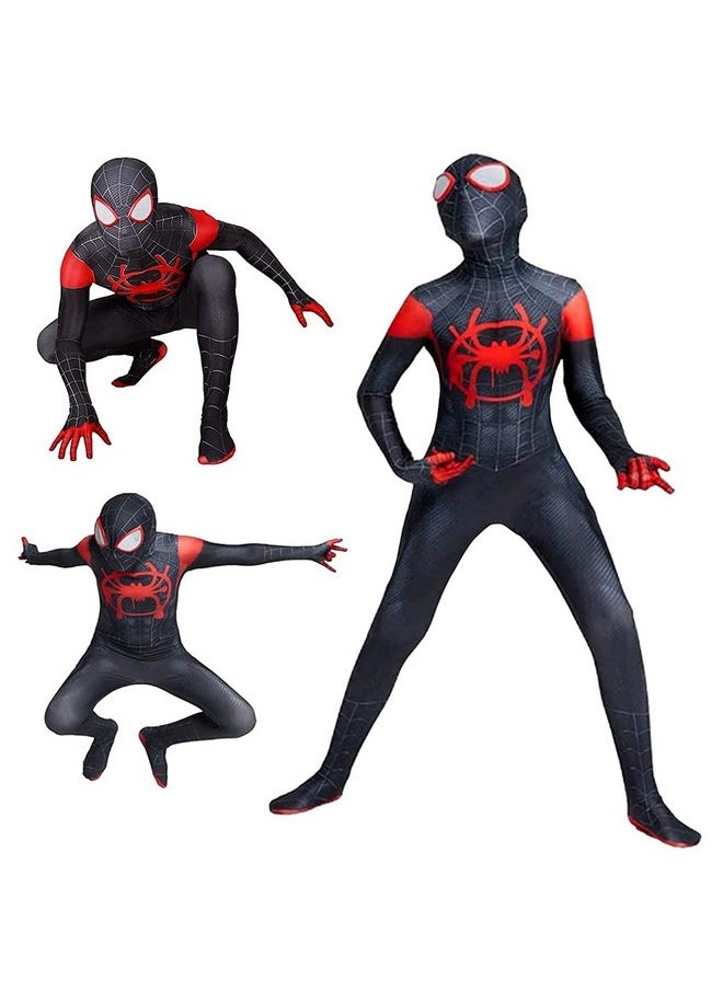 Fancyku - ® Spiderman Costume With Mask, Miles Morales Spider Man Costume For Kids, Children Super Hero 3D Lenses Spider Man Suit For Boys Gift Halloween Cosplay Christmas (Size L) Multi-Colour - Image 1