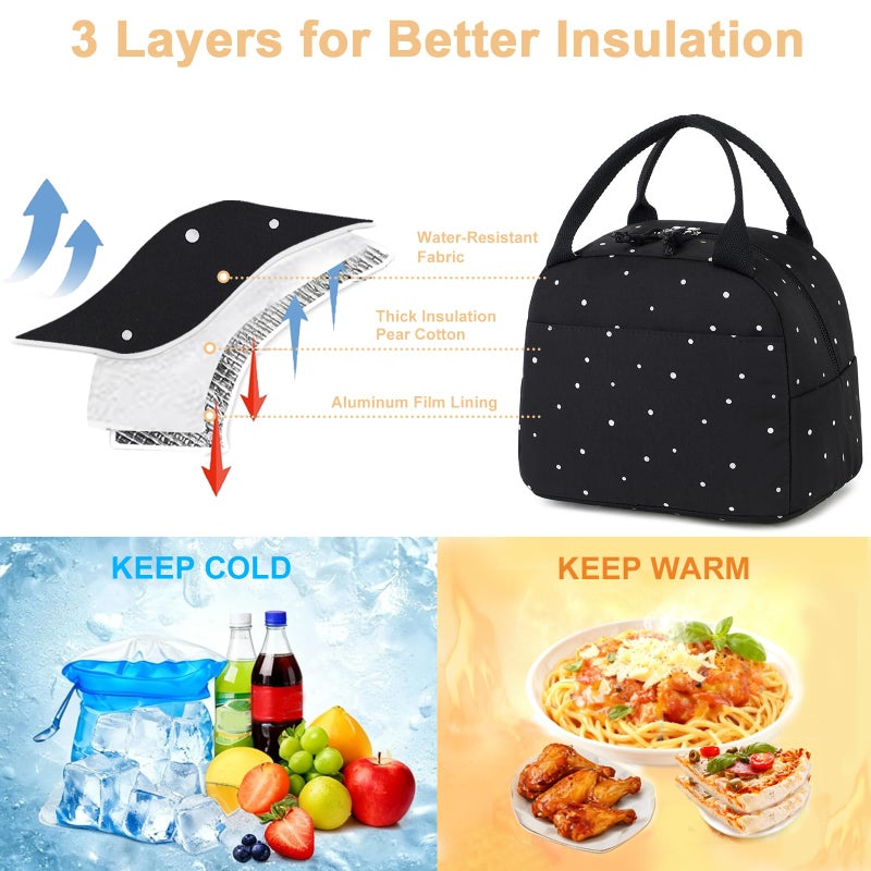 Bluboon Lunch Bag for Women Men Cute Lunch Tote Bags Reusable Insulated Lunch Box Large Capacity Reusable Insulated Cooler for Work Picnic or Travel - Image 4