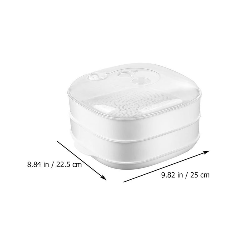 Two Layer Microwaveable Plastic Food Steamer With Lid For Dumplings Buns Vegetables - Image 3