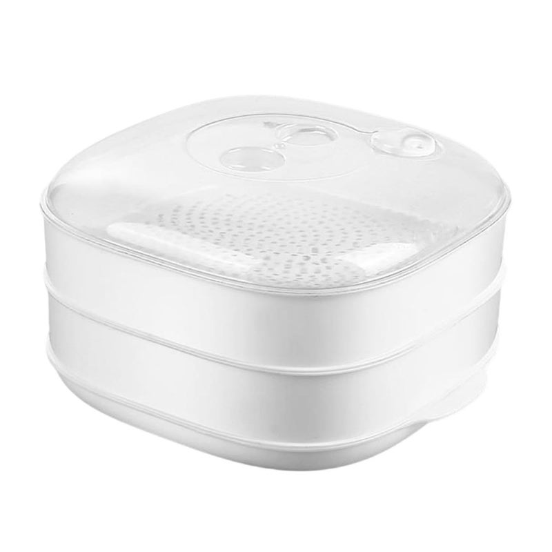 Two Layer Microwaveable Plastic Food Steamer With Lid For Dumplings Buns Vegetables - Image 2