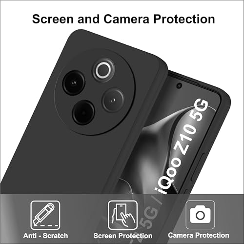 SBMS Silicone Back Cover Case for Vivo T4 5G / iQoo Z10 5G | Soft Micro-Fibre Lining Inside | Camera Protection Bump | Shockproof Back Cover Case for Vivo T4 5G / iQoo Z10 5G (Black) - Image 3