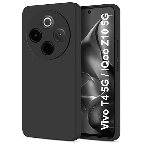 SBMS Silicone Back Cover Case for Vivo T4 5G / iQoo Z10 5G | Soft Micro-Fibre Lining Inside | Camera Protection Bump | Shockproof Back Cover Case for Vivo T4 5G / iQoo Z10 5G (Black) - Image 1
