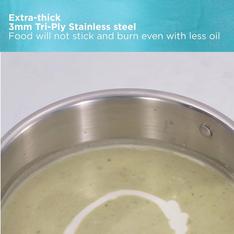 Hawkins Pro 2.5 Litre Triply Stainless Steel Sauce Pan with Lid - Image 3