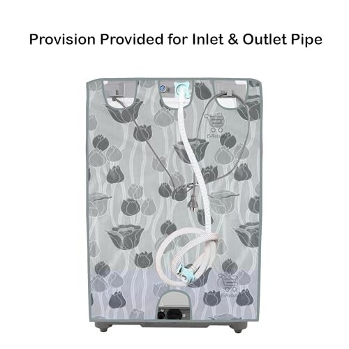 E-Retailer Washing Machine Cover for Front Load 5kg to 7.5kg | Waterproof Dustproof Cover with Zip Enclosure | Floral Fully Automatic Washer Protector for Indoor Outdoor Use | Size 23x23x35 Inch - Image 3
