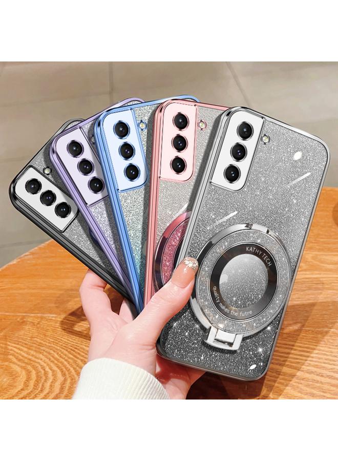 S-TOP Case For Samsung Galaxy S22 5G Plated Gradient Glitter Round Holder TPU Phone Case - Image 2