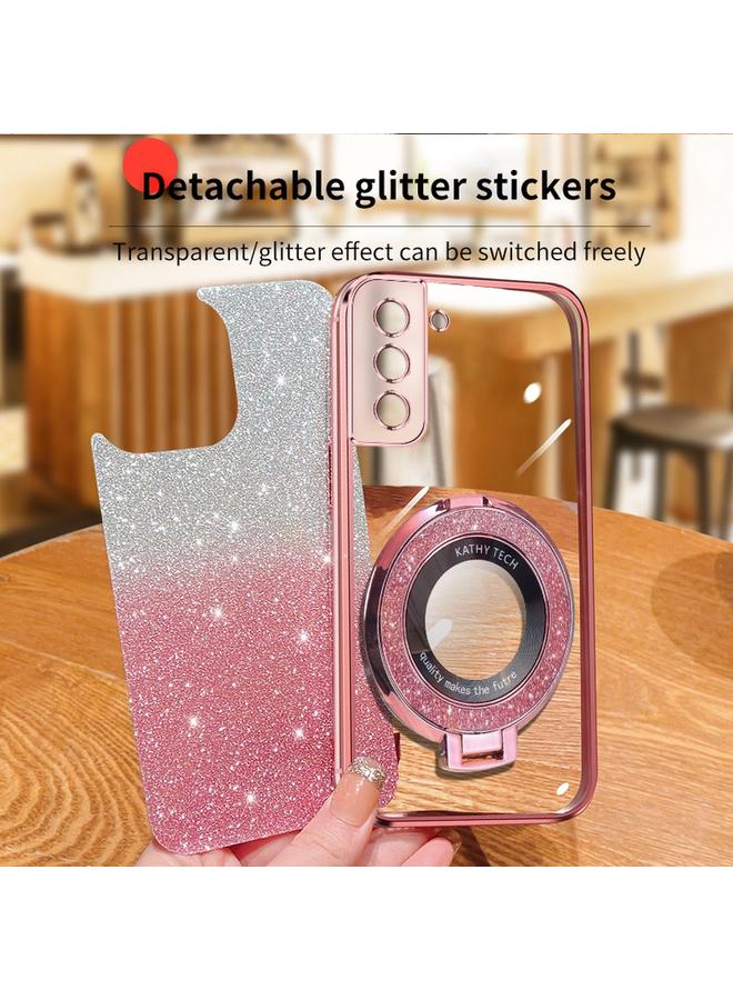 S-TOP Case For Samsung Galaxy S22 5G Plated Gradient Glitter Round Holder TPU Phone Case - Image 4
