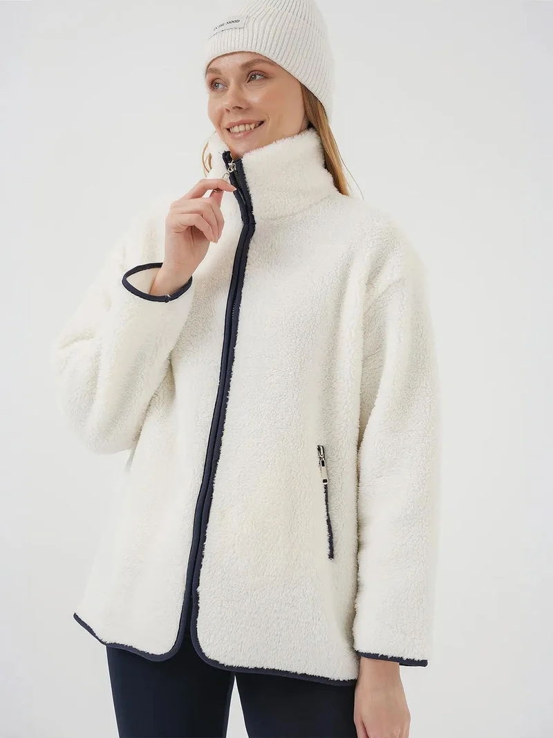 بيغ دارت BDART Plush Faux Fur Coat with Binding Detail