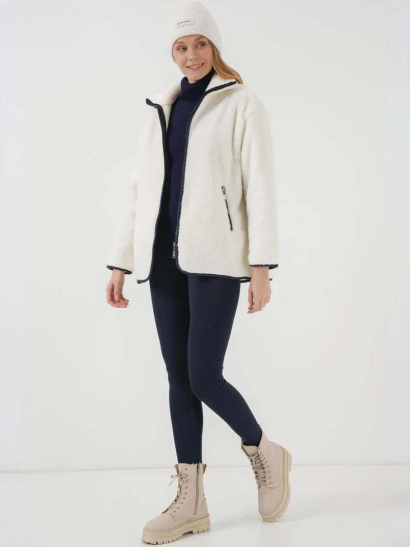 بيغ دارت BDART Plush Faux Fur Coat with Binding Detail