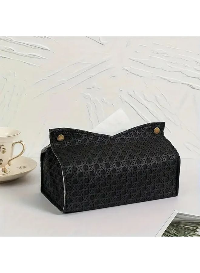 Light Brown Woven Fabric Tissue Box Cover Minimalist Home Office Decor - Image 5