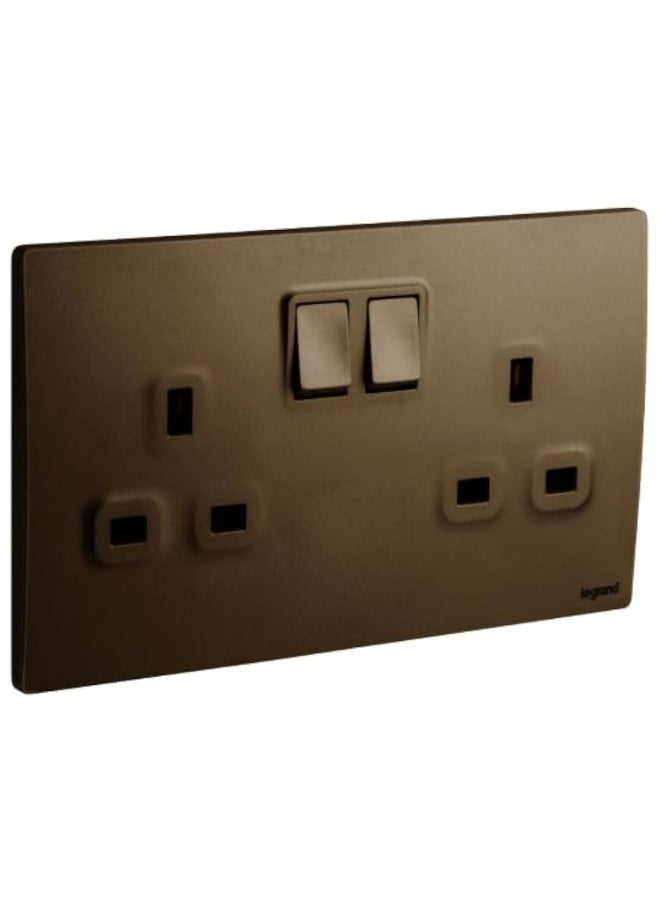 Legrand Mallia Senses Double Switched Socket Dark Bronze