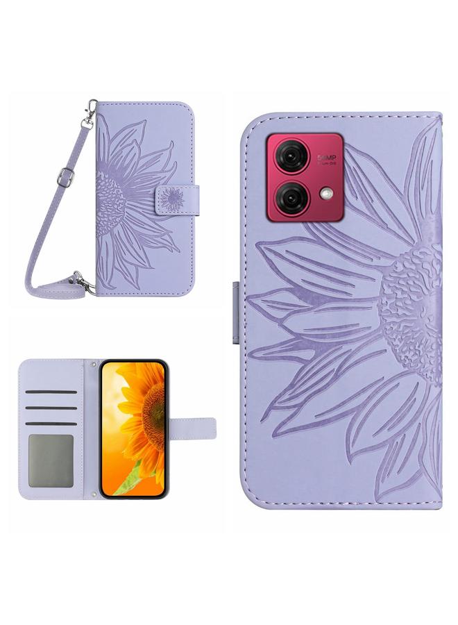 S-TOP Case For Motorola Edge 40 Neo HT04 Skin Feel Sun Flower Embossed Flip Leather Phone Case with Lanyard - Image 1
