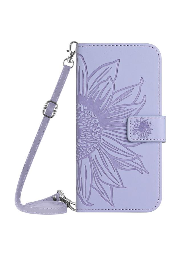 S-TOP Case For Motorola Edge 40 Neo HT04 Skin Feel Sun Flower Embossed Flip Leather Phone Case with Lanyard - Image 2