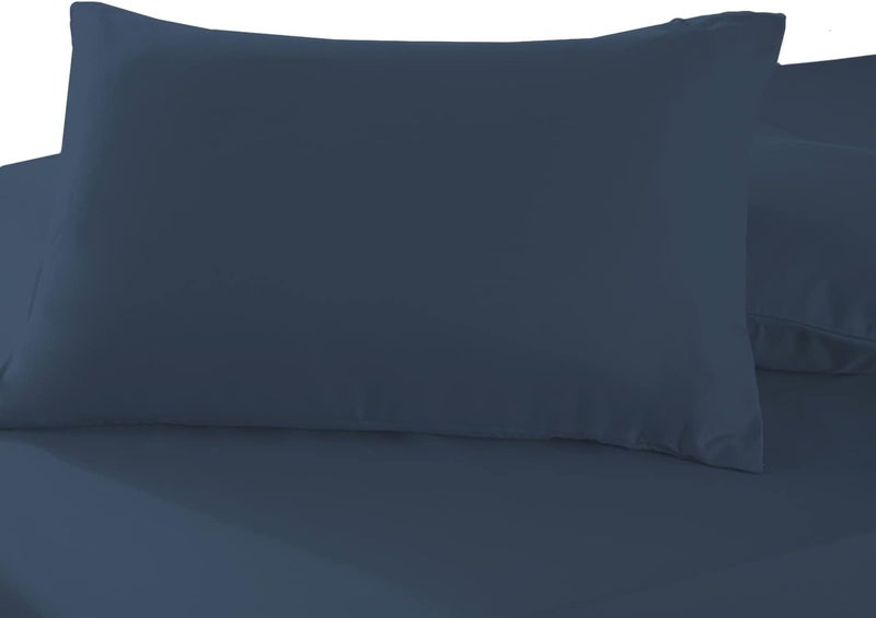 PIZUNA 100% Cotton Pillow Cases 48 x 74 cm Dark Blue, 400 Thread Count Soft Luxurious Long Staple Cotton Sateen Weave Pillow Cover (Soft Pillowcase Dark Blue - 2PC) - Image 1