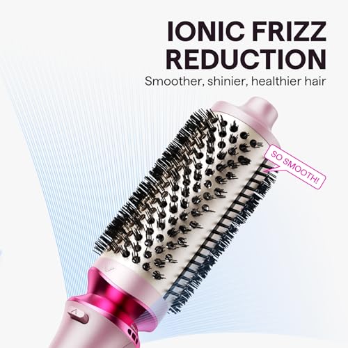 Wavytalk Heatwave Pro Ionic Thermal Brush Set, Dual Voltage 3-Size Heated Round Brush for Short to Long Hair, Bilateral Negative Ions for Frizz-Free Shiny Blowout, Pink - Image 4