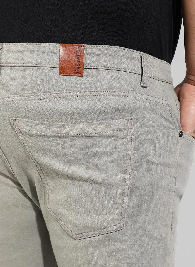 Instafab Plus Men's Classic Solid Grey Regular Fit Denim Jeans