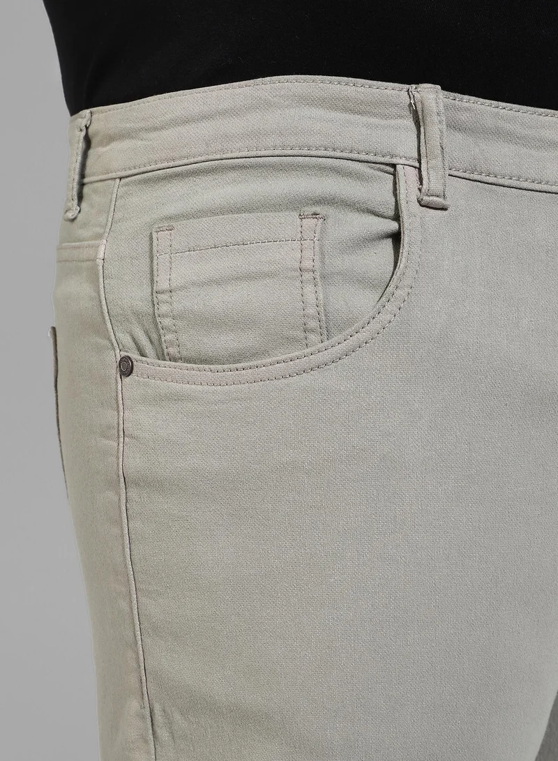 Instafab Plus Men's Classic Solid Grey Regular Fit Denim Jeans