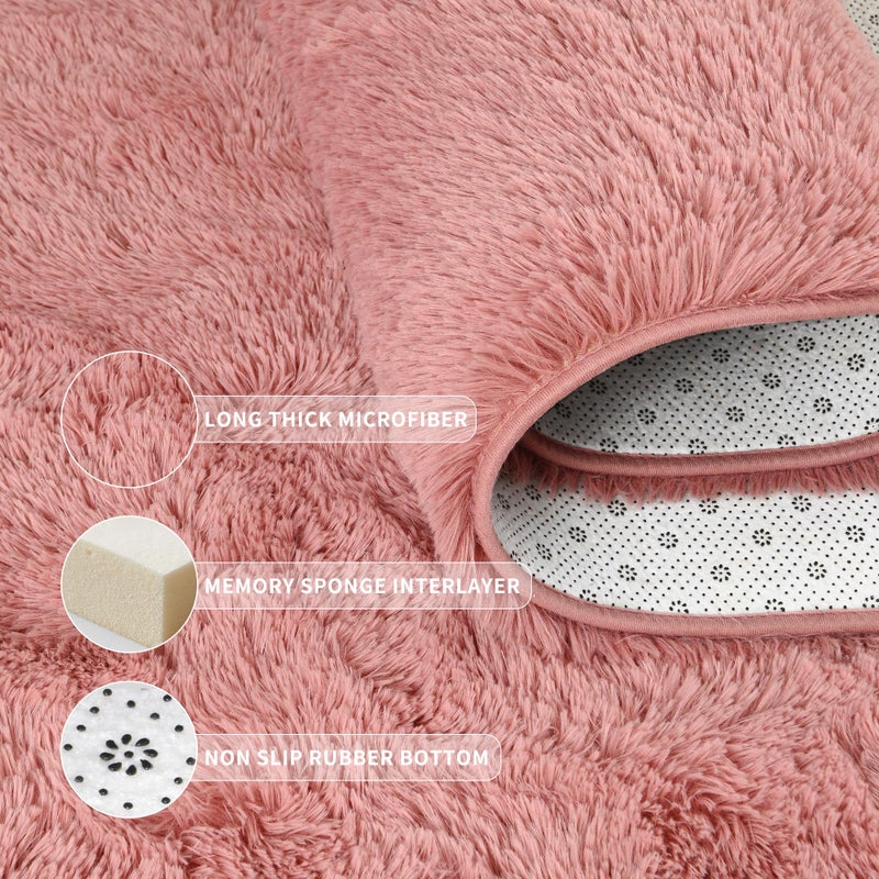 Tepook Super Soft Fluffy Rug for Bedroom, Modern Shaggy Fuzzy Kids Rugs for Living Room, Plush Indoor Nursery Home Decor Dorm Carpet with Non-Slip Bottom, Blush, 4 X 6 Feet - Image 5