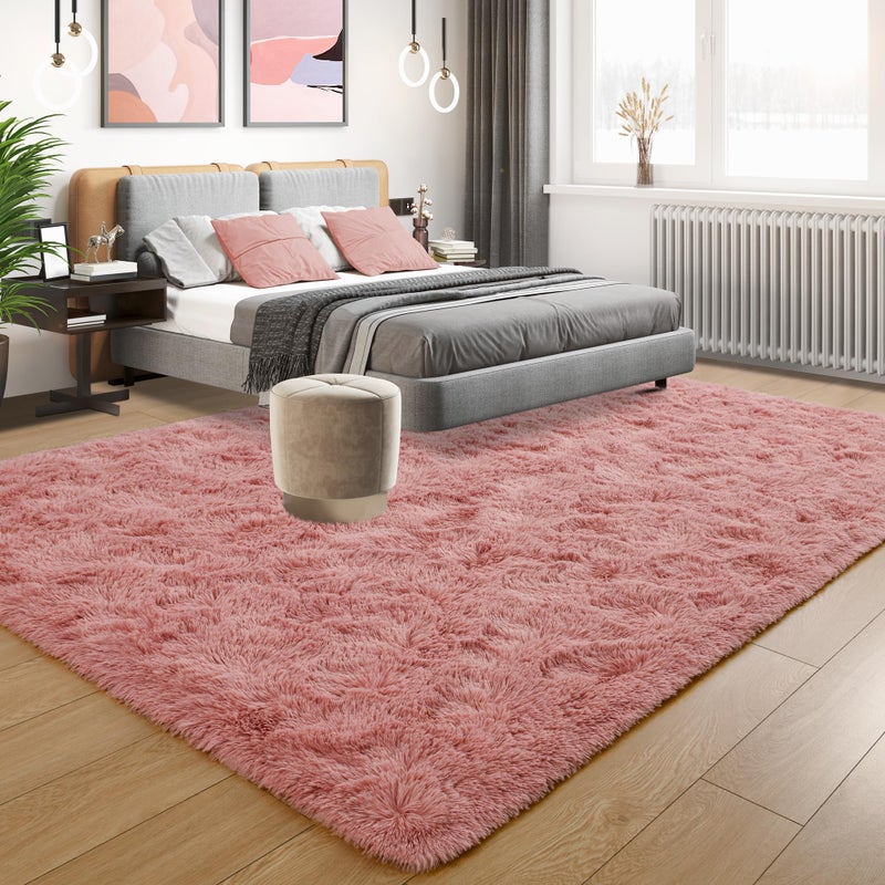 Tepook Super Soft Fluffy Rug for Bedroom, Modern Shaggy Fuzzy Kids Rugs for Living Room, Plush Indoor Nursery Home Decor Dorm Carpet with Non-Slip Bottom, Blush, 4 X 6 Feet - Image 2