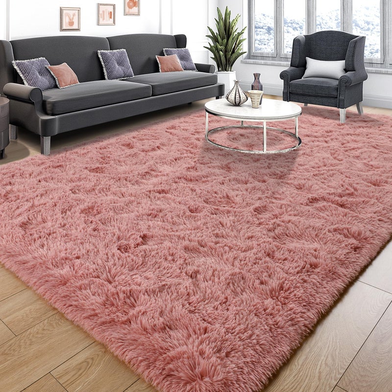 Tepook Super Soft Fluffy Rug for Bedroom, Modern Shaggy Fuzzy Kids Rugs for Living Room, Plush Indoor Nursery Home Decor Dorm Carpet with Non-Slip Bottom, Blush, 4 X 6 Feet - Image 1