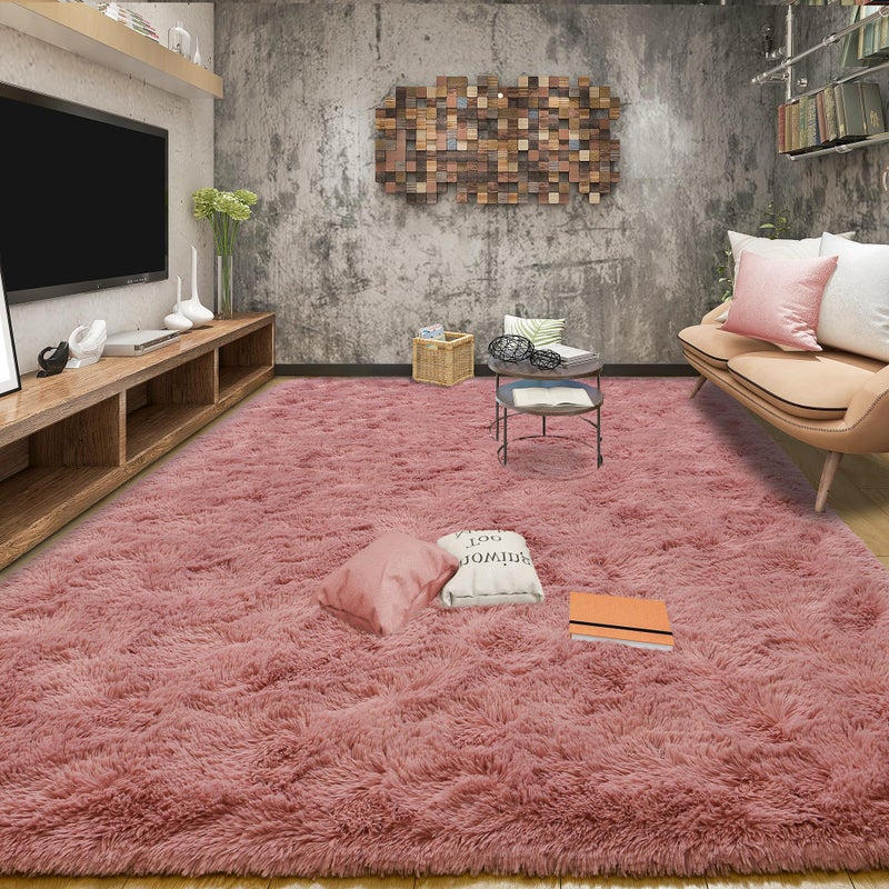 Tepook Super Soft Fluffy Rug for Bedroom, Modern Shaggy Fuzzy Kids Rugs for Living Room, Plush Indoor Nursery Home Decor Dorm Carpet with Non-Slip Bottom, Blush, 4 X 6 Feet - Image 3