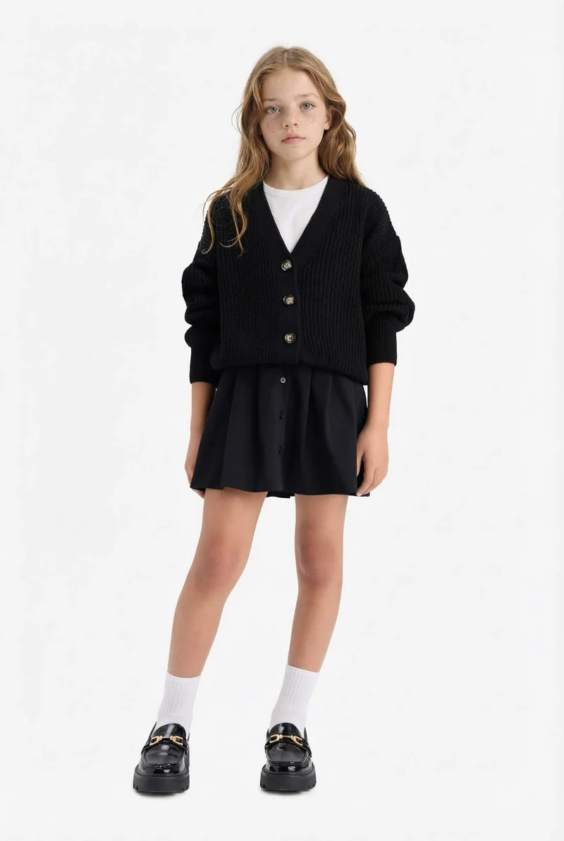 DeFacto Girl V-Neck Buttoned Knitwear Cardigan