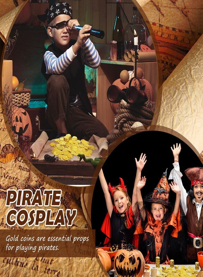 Hanaive 800 Pcs Plastic Pirate Coin Gold Treasure Spanish Doubloon Fake St. Patricks Toy Coin for Kids Board Games Pirate Party Cosplay Teachers Classroom Reward(Gold) - Image 4