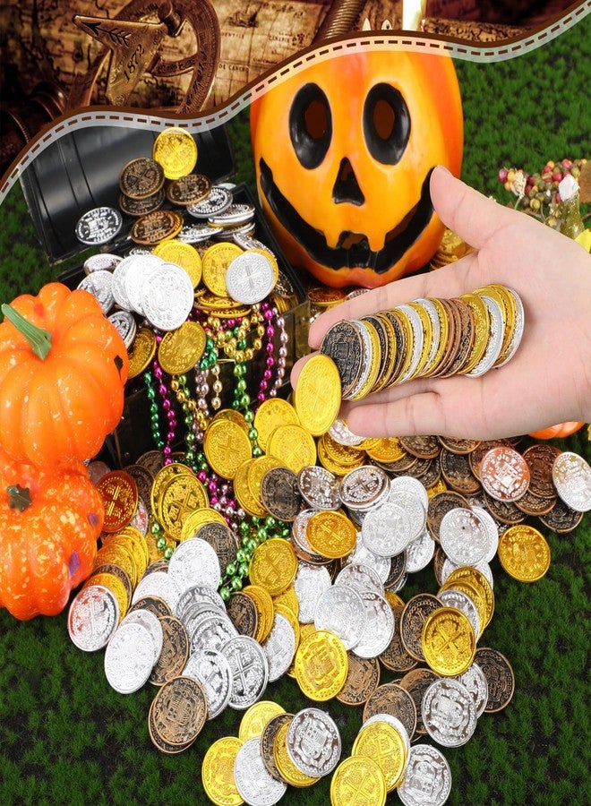 Hanaive 800 Pcs Plastic Pirate Coin Gold Treasure Spanish Doubloon Fake St. Patricks Toy Coin for Kids Board Games Pirate Party Cosplay Teachers Classroom Reward(Gold) - Image 3