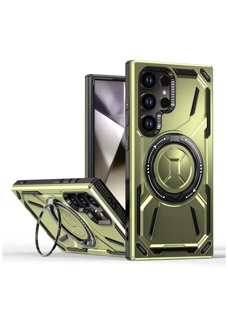 SHIELD EGYPT SHIELD EGYPT For Samsung Galaxy S23 Ultra Armored II Series Mag-Safe Magnetic Holder Phone Case (Green) 