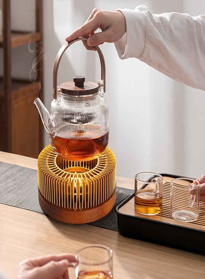 UILFHX Teapot Warmer, Aluminum Tea Warmer with Wooden Base, Candle Heater for Heating Tea, Coffee, Milk, Food,Camping and Traveling, Universal Teapot Heater (Large-with Wooden Base) - Image 5