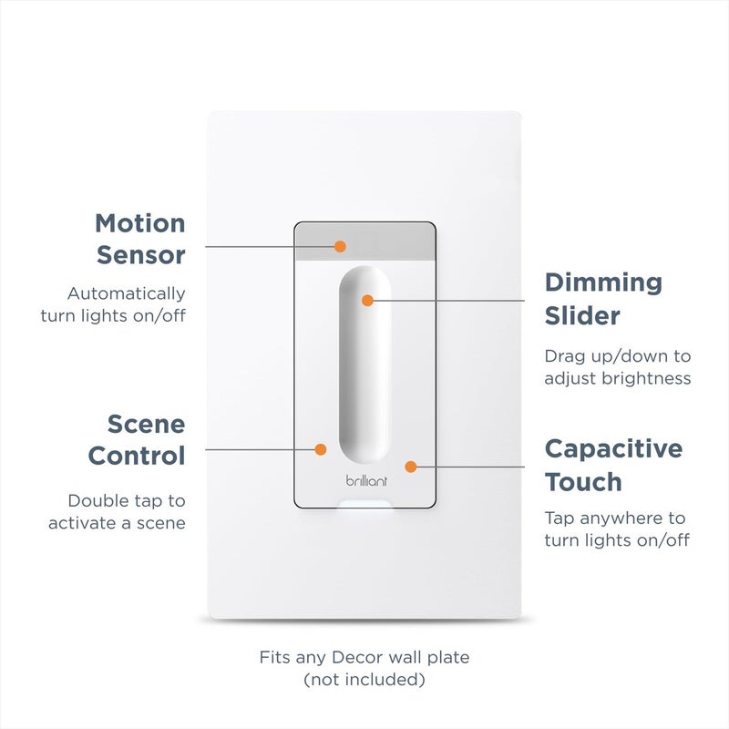 Brilliant Smart Dimmer Switch (White) â€” Compatible with , Google Assistant, Wemo and More - Image 2