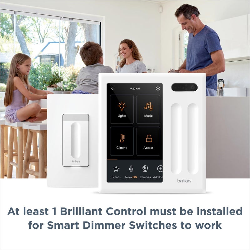 Brilliant Smart Dimmer Switch (White) â€” Compatible with , Google Assistant, Wemo and More - Image 3