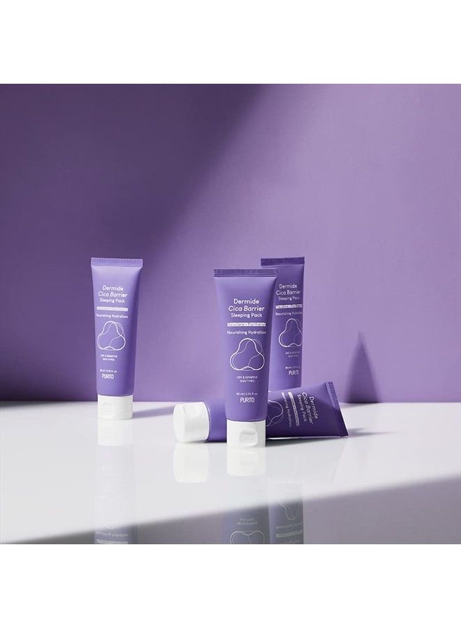 PURITO مجموعة Dermide CICA Barrier Sleeping Pack 2.7 fl.oz / 80ml ceramide and centella، كريم ليلي، نوع حساس، مجموعة مرطبة - Image 3