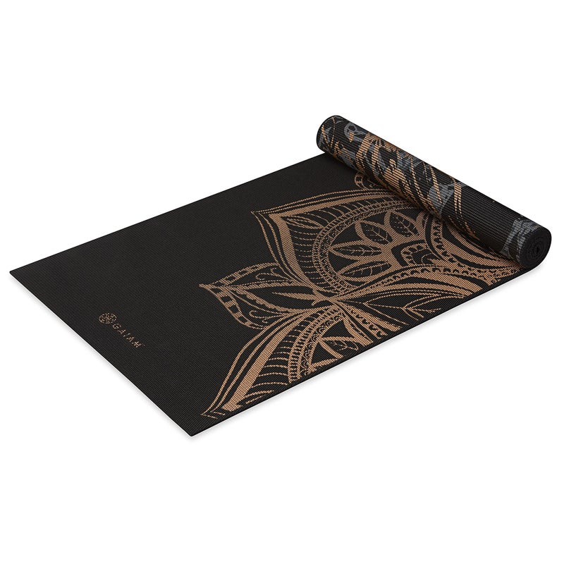 Gaiam Yoga Mat Premium Print Reversible Extra Thick Non Slip Exercise Fitness Mat for All Types of Yoga Pilates Floor Workouts 6mm Marbled Bronze Medallion