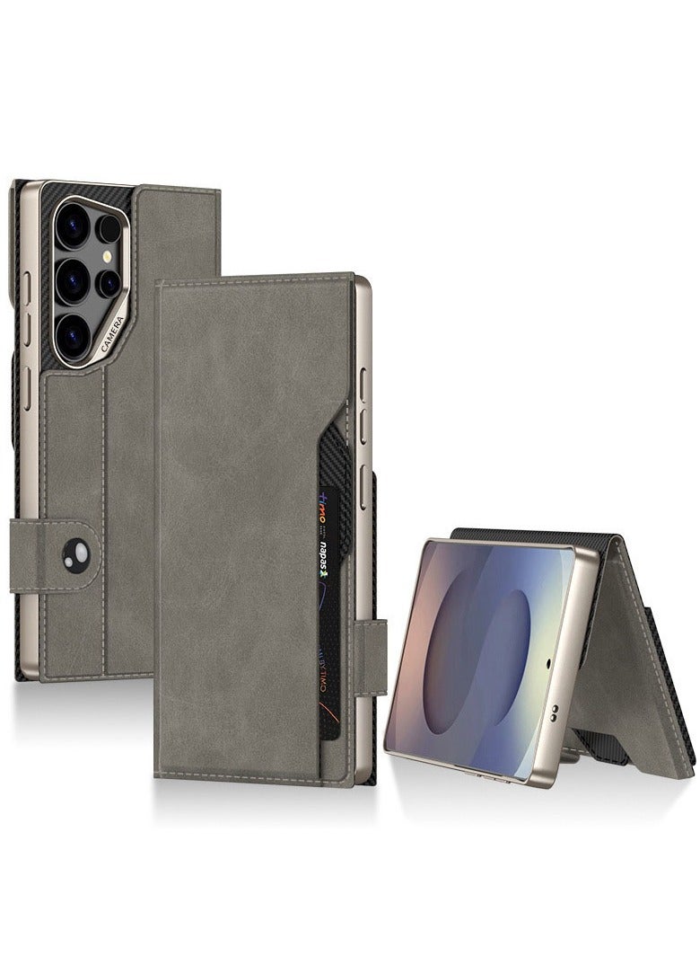 Premium Leather Wallet Flip Case Cover for S25 Ultra | Card Holder | Dual Wallet | Stand | Magnetic Flap on | Dual Tone Back Case Cover for Samsung Galaxy S25 Ultra 5g - Image 1