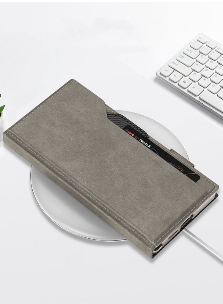 Premium Leather Wallet Flip Case Cover for S25 Ultra | Card Holder | Dual Wallet | Stand | Magnetic Flap on | Dual Tone Back Case Cover for Samsung Galaxy S25 Ultra 5g - Image 2