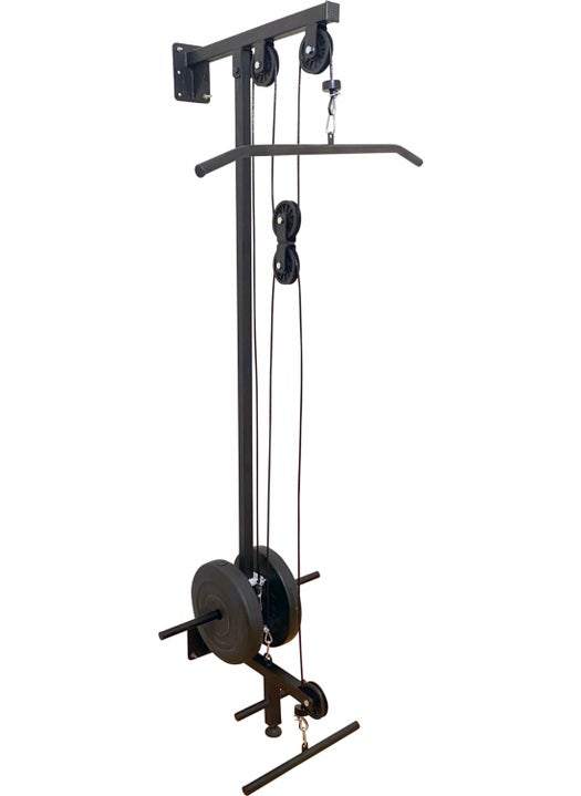 Wall Mounted Lat Machine Pro Cable Crossover Lat & Row 100 Black 80 - 100 cm