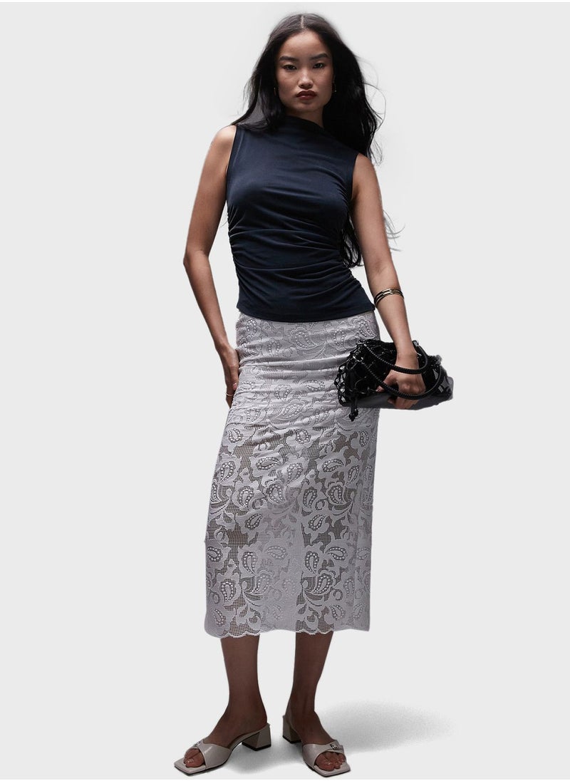 TOPSHOP Crew Neck Ruched Top  - Image 1