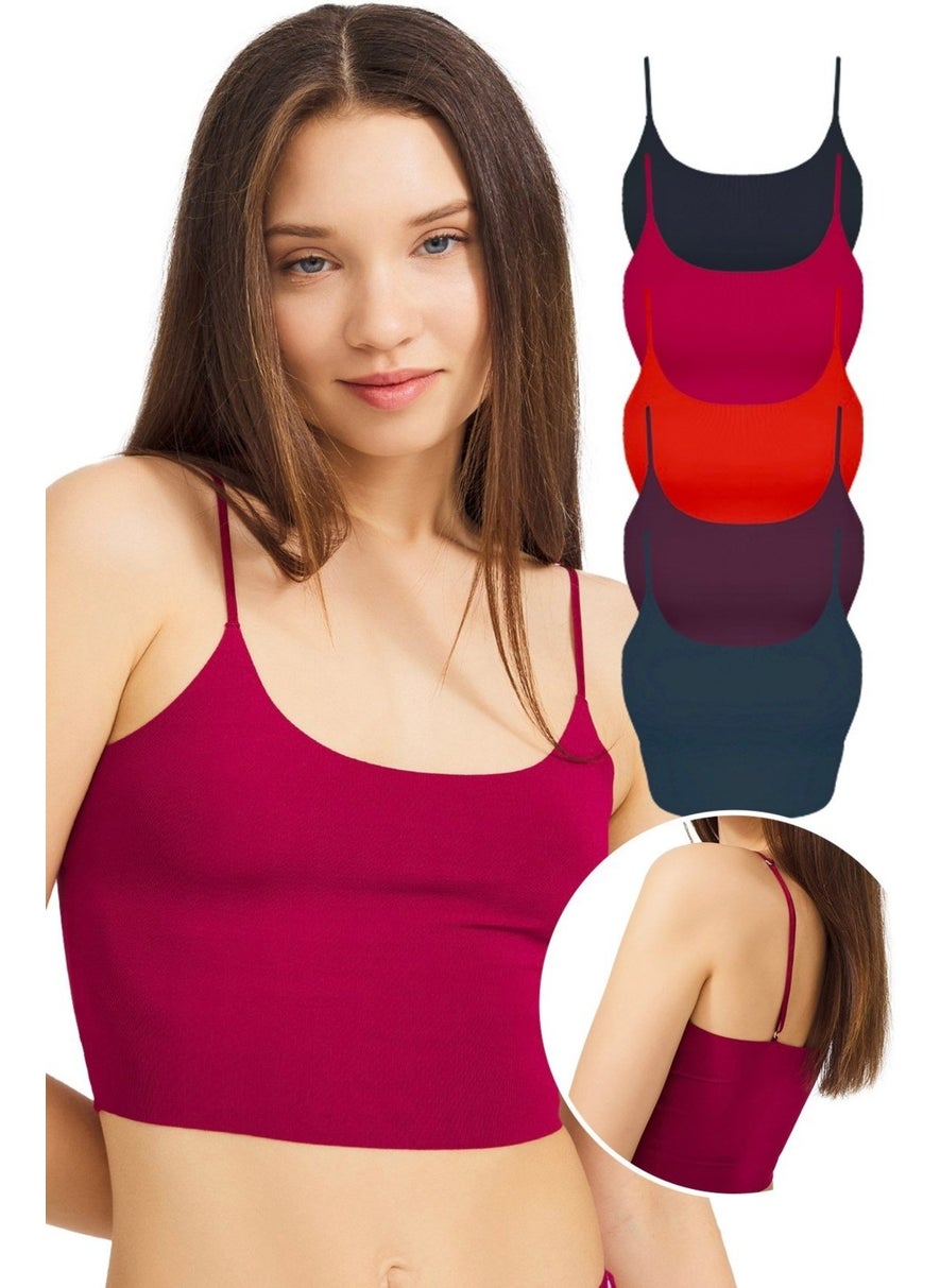 COTTONHILL Adjustable Thin Straps Laser Cut Crop Bustier 5 Pack-2  - Image 1