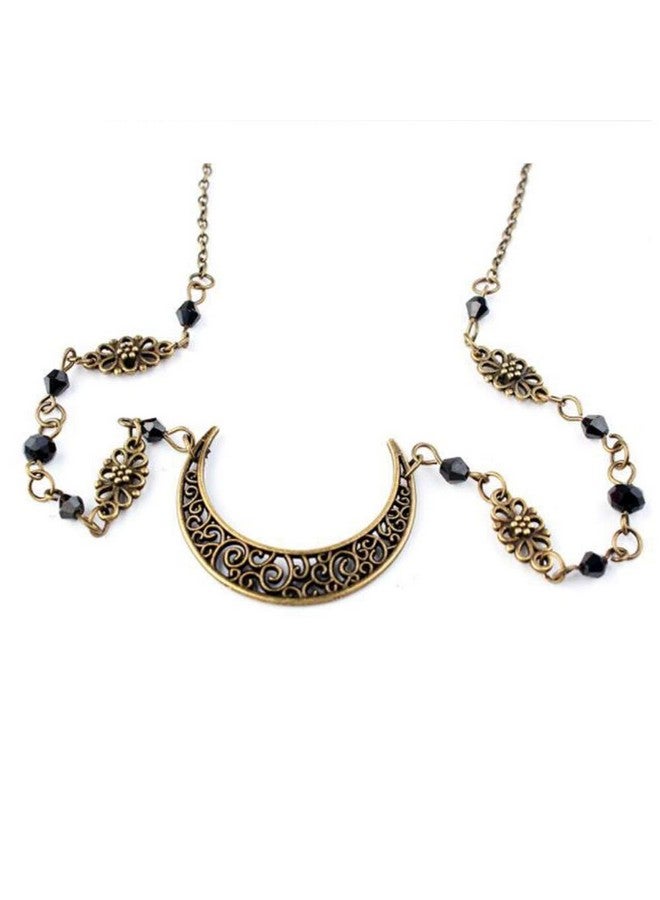 Aimimier Boho Moon Head Chain Viking Crystal Crescent Moon Forehead Chain Halloween Circlet Headband Prom Party Festival Hair Accessories For Women And Girls(Retro Gold) - Image 3