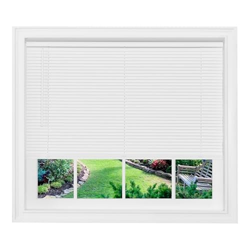 Achim Home Furnishings Cordless Light Filtering Mini Blind  45 Inch Width 25 Inch Length 1 Slat Size  Pearl White  Cordless GII Morningstar Horizontal Windows Blinds for Interior by Achim Home Decor 
